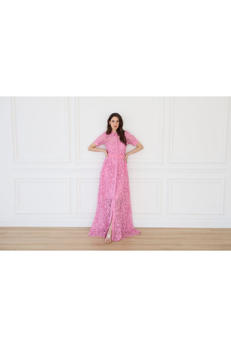 Ayah Collared Lace Gown, Alternate, color, Pink