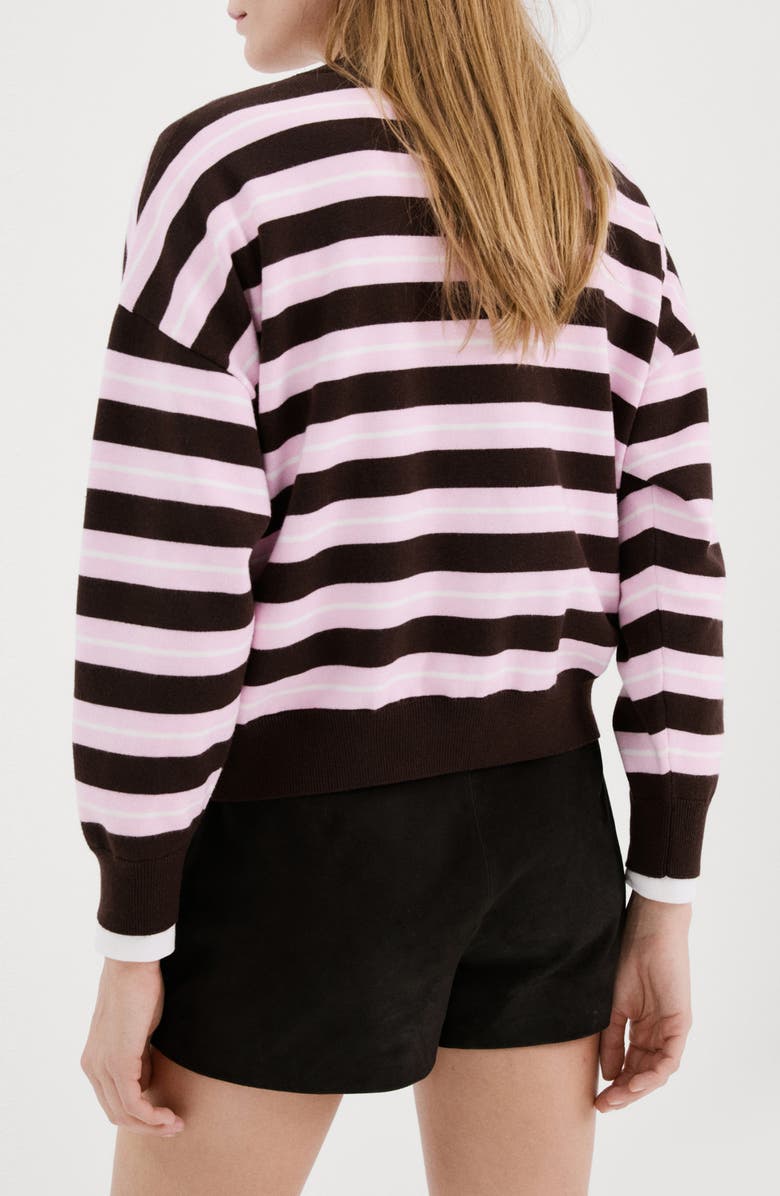 MANGO Mixed Stripe Crewneck Sweater, Alternate, color, Chocolate