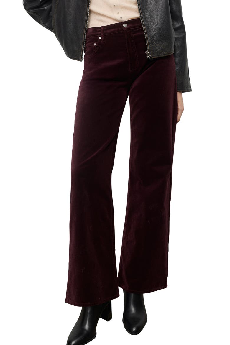 Wide Leg Velvet Jeans, Main, color, WINE