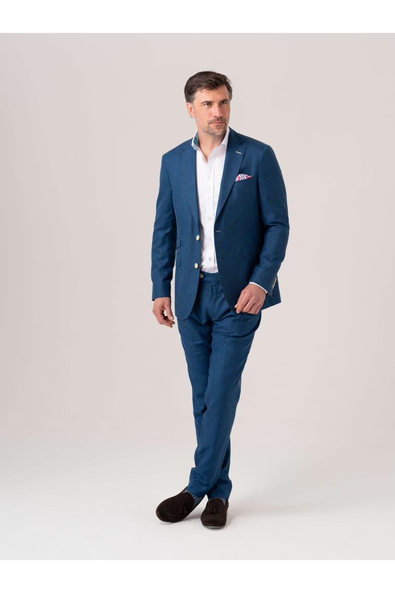 Linen Blazer, Alternate, color, Teal Blue
