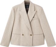 MANGO Pinstripe Wool Blend Blazer