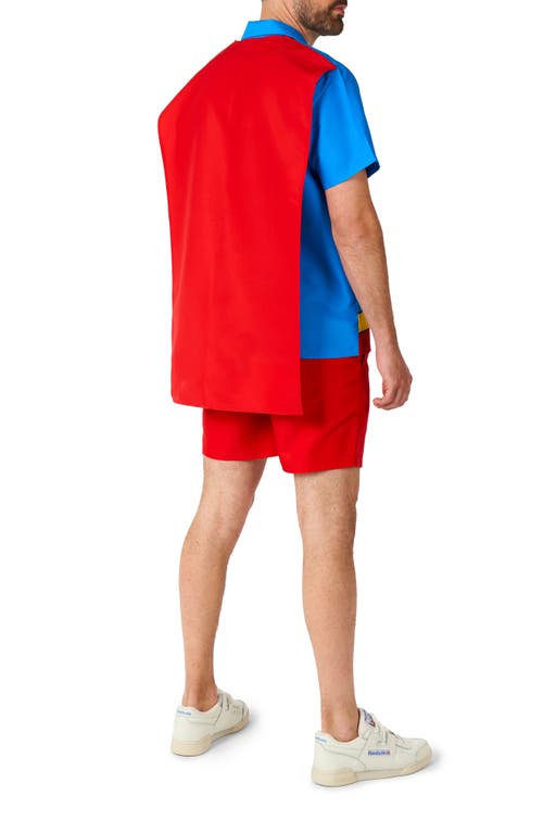 Opposuits Superman Camp Shirt, Shorts & Removable Cape Set In Red
