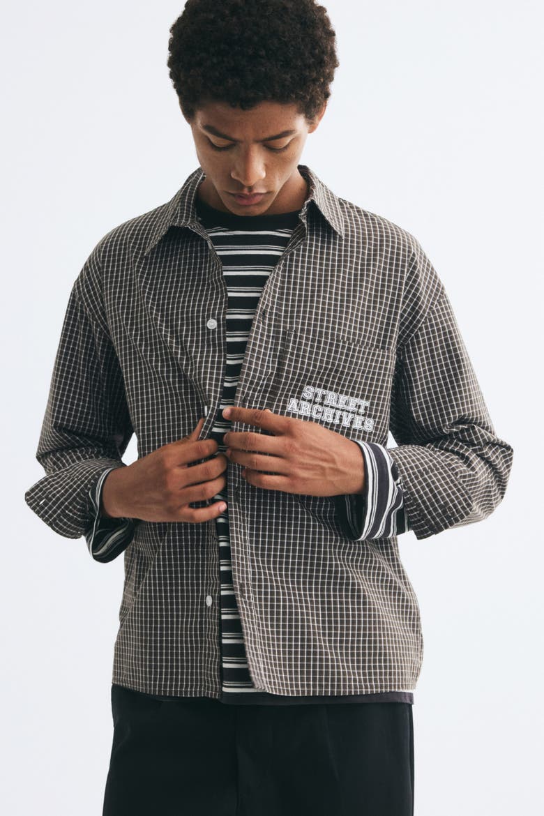 Relaxed-Fit Printed Cotton Poplin Shirt, Alternate, color, Khaki green/Street Archives