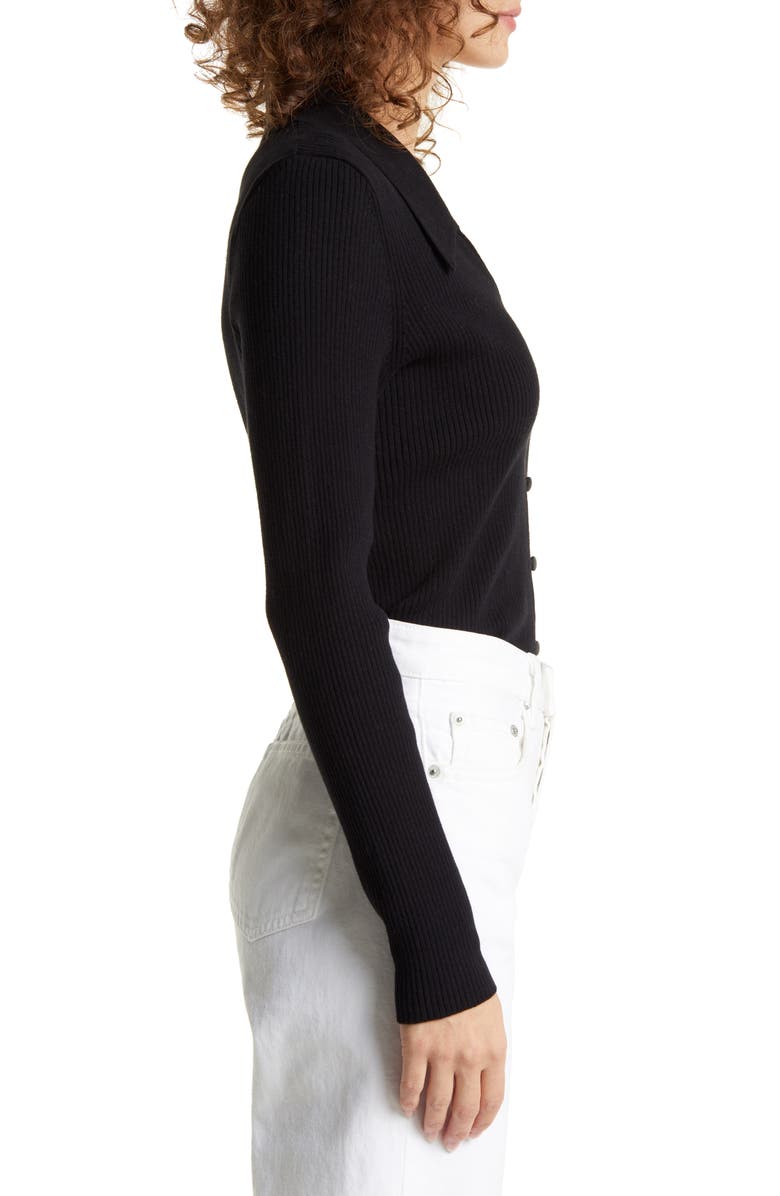 & Other Stories Collared V-Neck Rib Cardigan, Alternate, color,