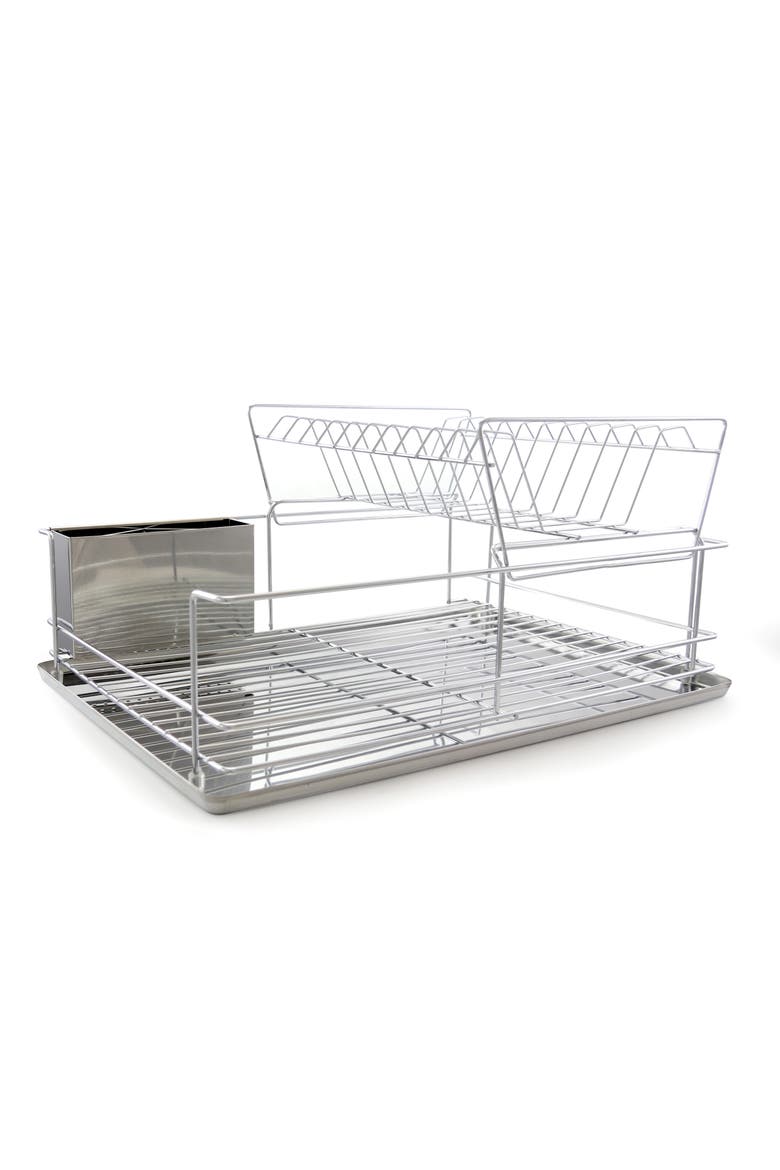 4 Piece 18.5" Dish Drying Rack Set, Main, color, Silver