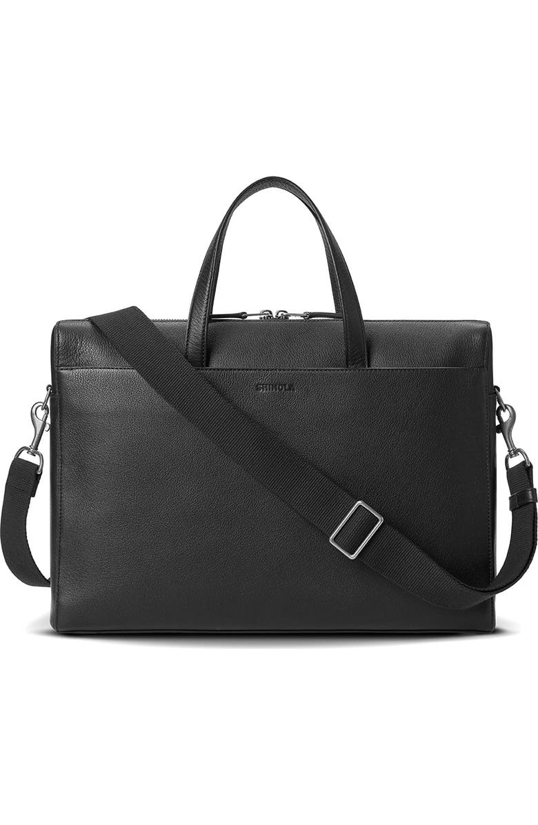 Shinola Canfield Essential Pebbled Leather Briefcase, Alternate, color, Black