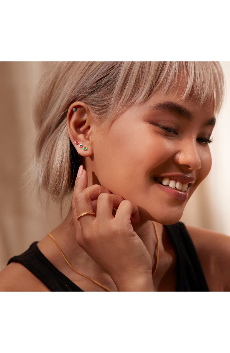 Monica Vinader Mini Green Onyx Stud Earrings, Alternate, color, Gold