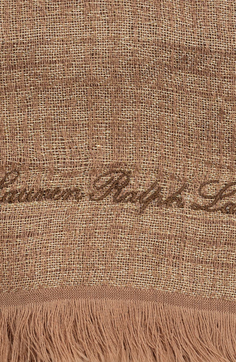 Lauren Ralph Lauren Double Face Shine Plaid Wrap, Alternate, color, Camel/Gold