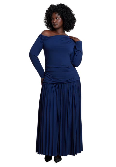Long Sleeve Drop Waist Maxi Dress
