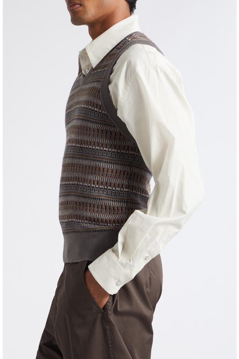Jacquard Wool Blend Sweater Vest, Alternate, color, ALUMINIUM / OCHRE
