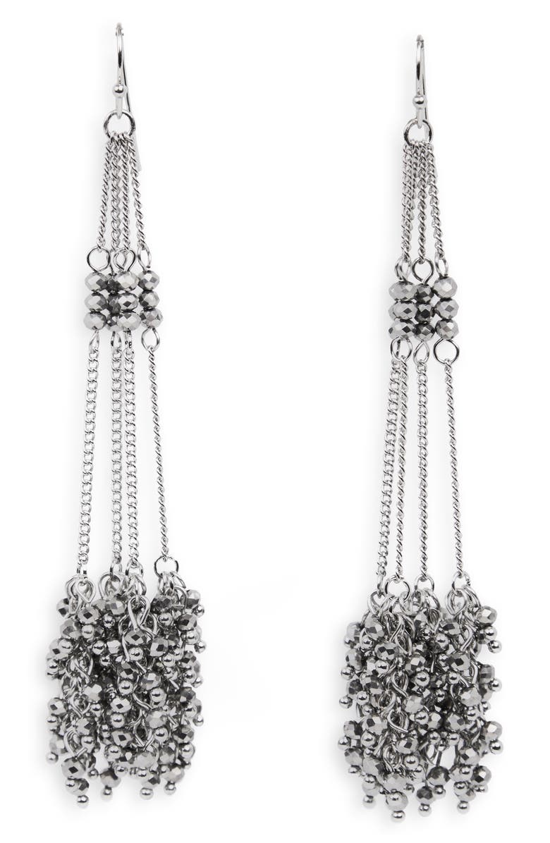 SAACHI Cluster Tassel Drop Earrings, Main, color, Silver