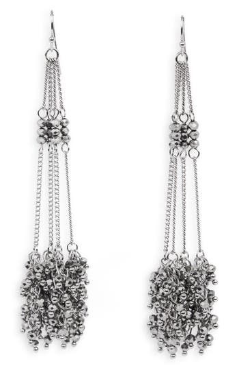 Saachi Silver Cluster Drop Chain Earrings In Silver