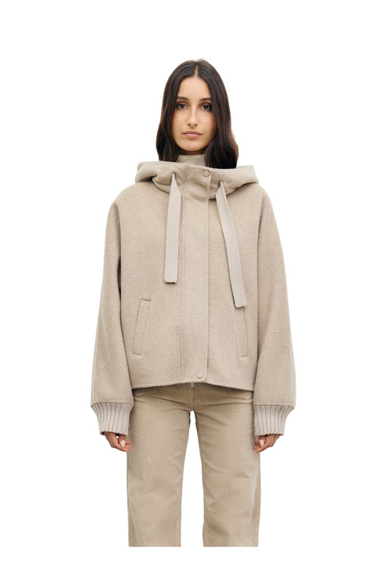 Sculptural Hooded Box Jacket, Main, color, Sand