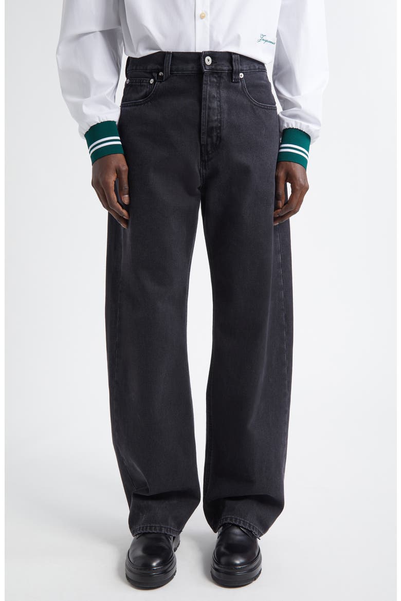 Le de-Nîmes Droit Straight Leg Jeans, Main, color, BLACK