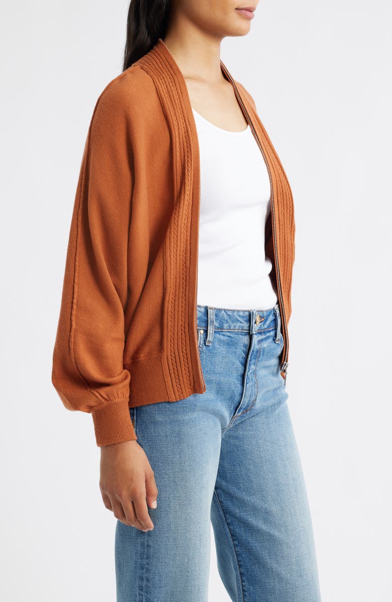 Wit & Wisdom Dolman Sleeve Zip Cardigan, Alternate, color, Roasted Carrot