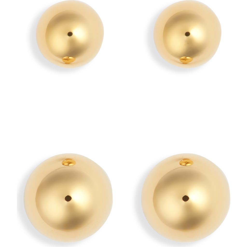 Nordstrom Demi Fine Set Of 2 Ball Stud Earrings In 14k Gold Plated
