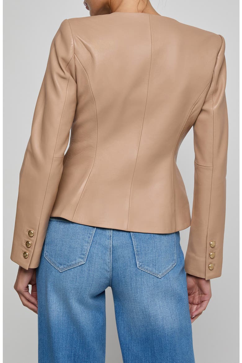 Mariella Leather Blazer, Alternate, color, CAPPUCCINO