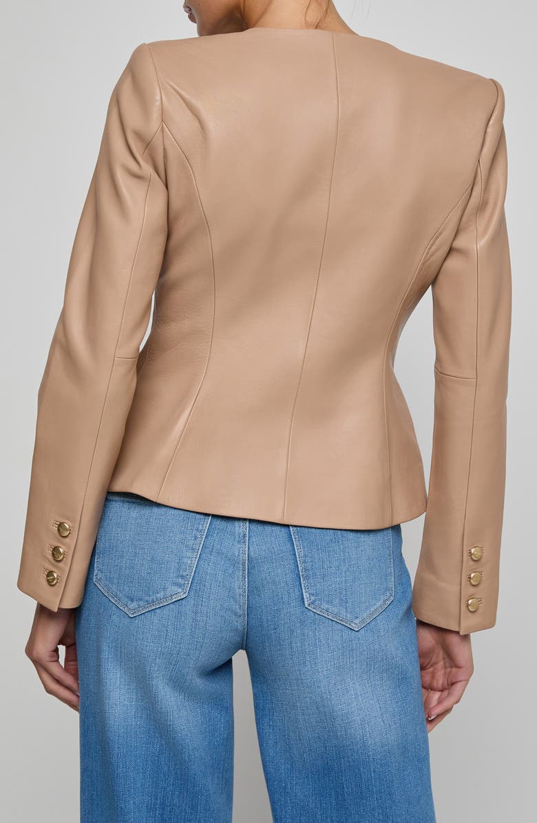 L'AGENCE Mariella Leather Blazer, Alternate, color, Cappuccino