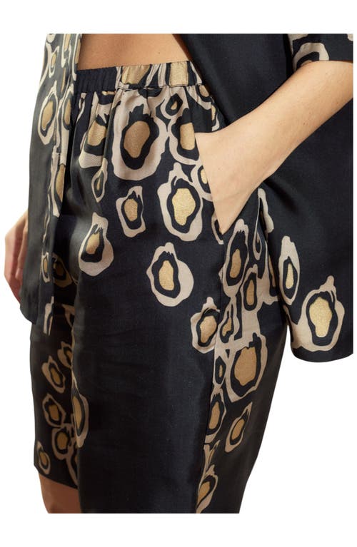 Cynthia Rowley Amalfi Gold Foil Shorts In Black
