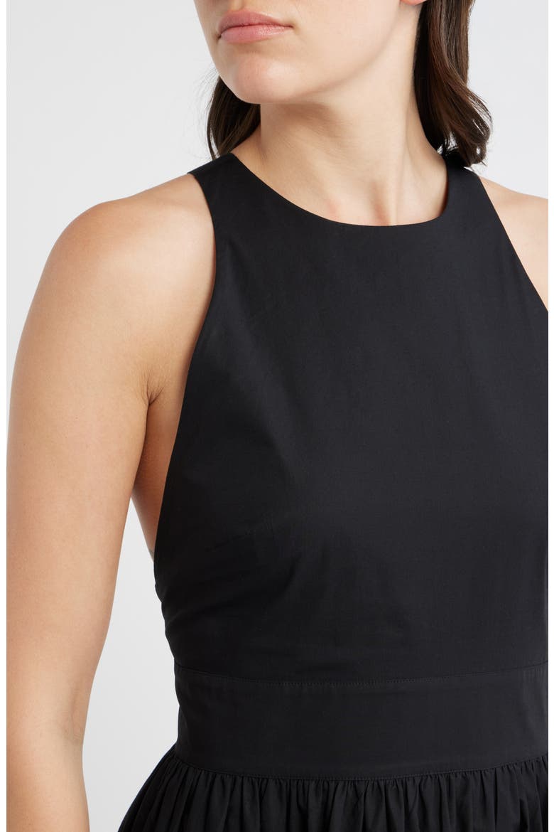 black cotton poplin midi dress Darcey Cotton Poplin Sleeveless Midi Dress in black