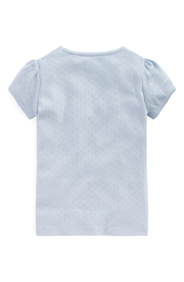 Mini Boden Kids' Short Sleeve Pointelle Top, Alternate, color, Blue