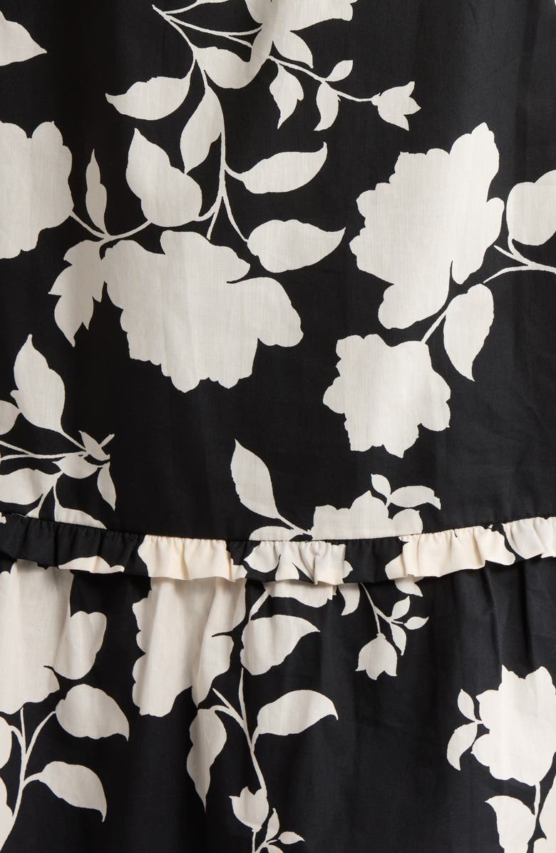 SUGARLIPS Mableton Floral Print Smocked Dress, Alternate, color, Black-Cream