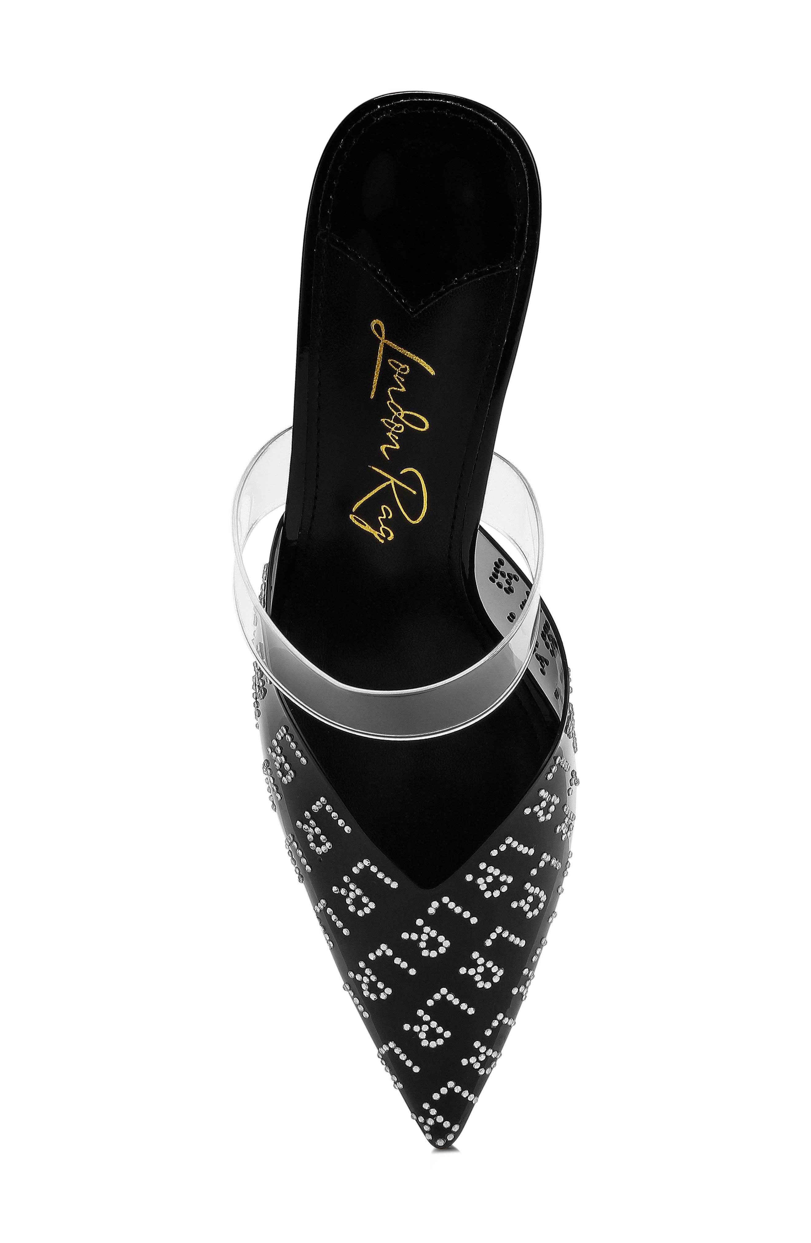LONDON RAG Holin Rhinestone Logo Pointed Toe Pump, Alternate, color, Black