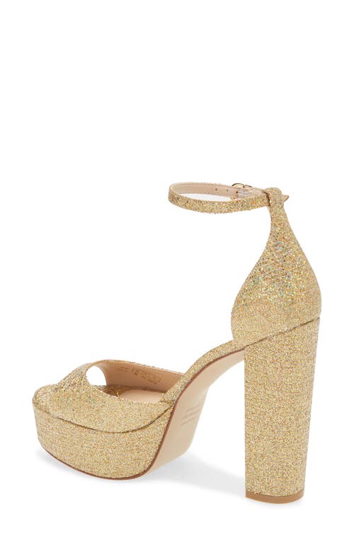 Stuart Weitzman Pamela Glitter Platform Sandal In Gold