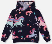 Deux par Deux Pullover Fleece Hoodie Unicorn