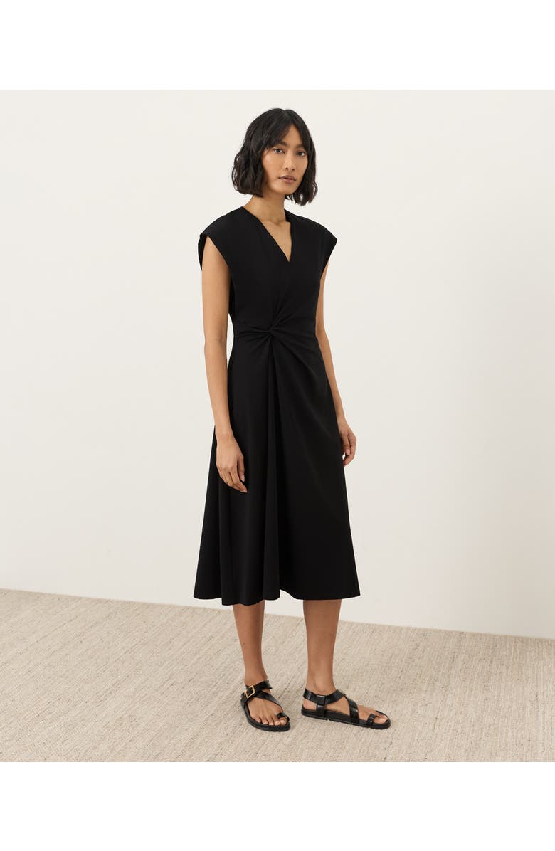 Pact Fit & Flare V-Neck Twist Dress Made with Organic Cotton, Alternate, color, Black