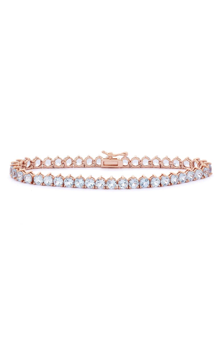 FZN 14K Gold Rose Gold Plate Sterling Silver Stone Bracelet, Main, color, Aquamarine
