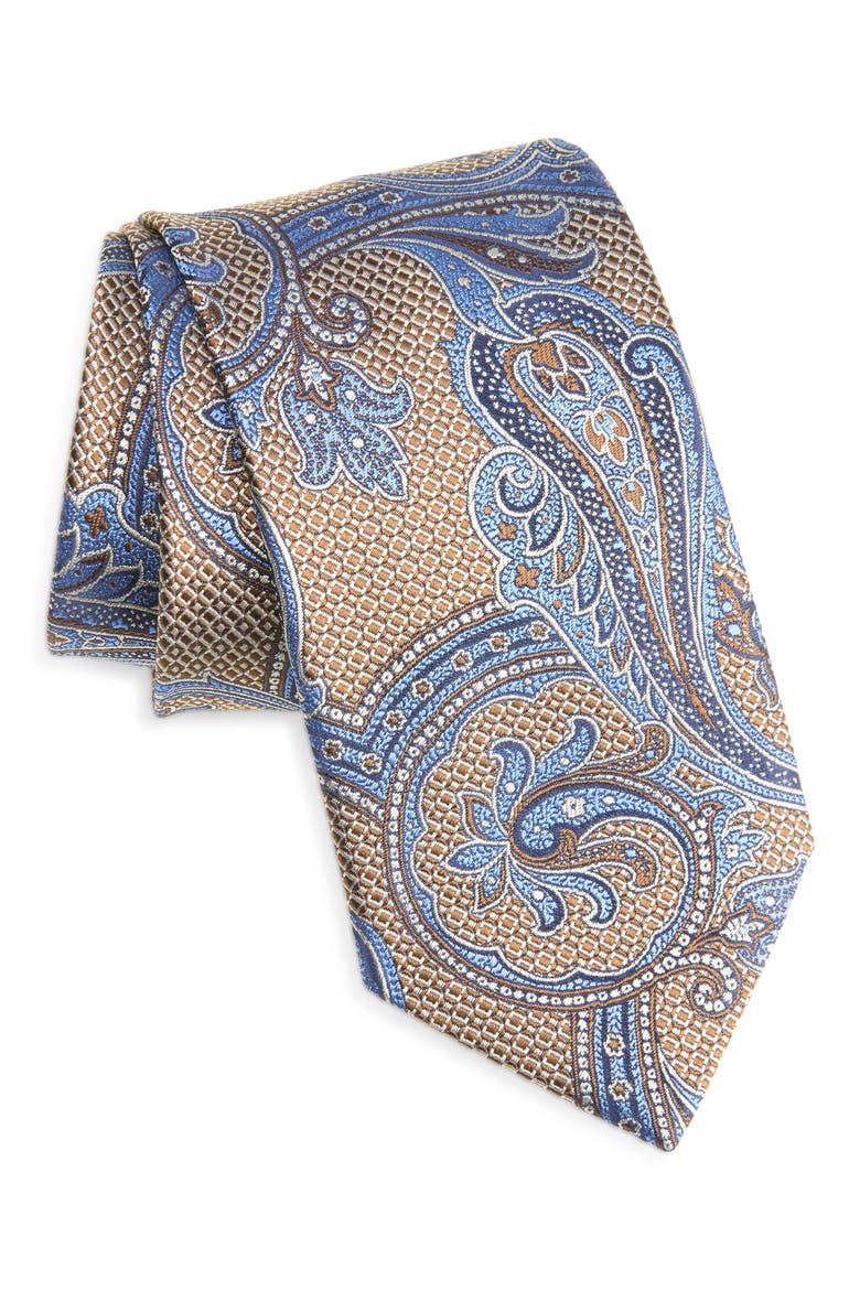 Paisley Jacquard Silk Tie, Main, color, CHOCOLATE