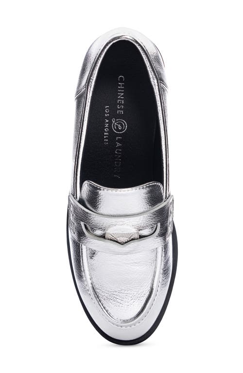 Chinese Laundry Porter Platform Penny Loafer In Silver