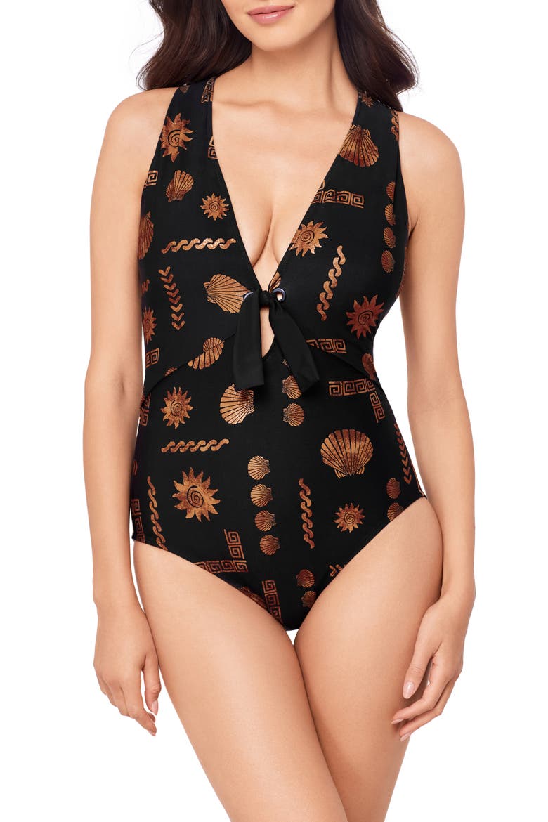 Clamdigger Halle One-Piece Swimsuit, Main, color, BLACK/ MULTI