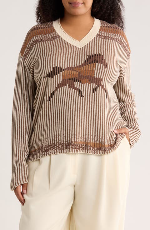Horse V-Neck Sweater