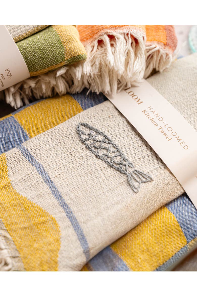 Hand Stitched Kitchen Towel Set, Alternate, color, Blue