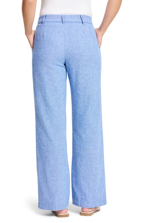 Nic + Zoe Nic+zoe Eliot Cotton & Linen Wide Leg Pants In Blue Mix