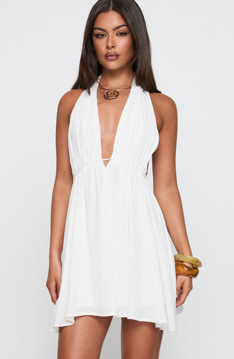 Princess Polly Saddler Plunge Halter Minidress, Alternate, color, White