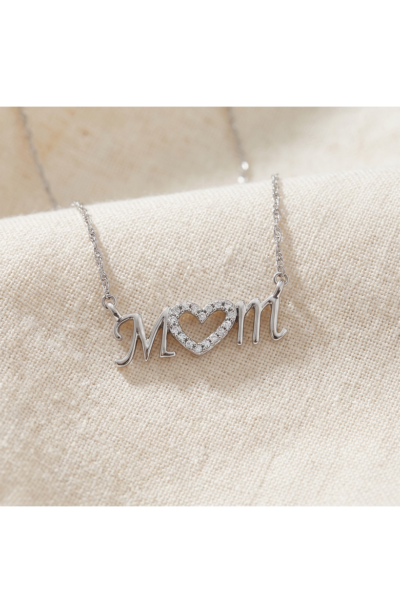 Bliss Diamond Diamond Heart Mom Pendant 10k Gold Women's Necklace Lab Grown, Alternate, color, 10K White Gold