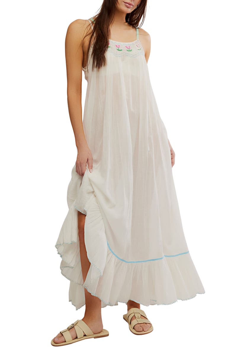 Free People Tip Toeing Tulip Midi Sundress, Main, color, Whisper White