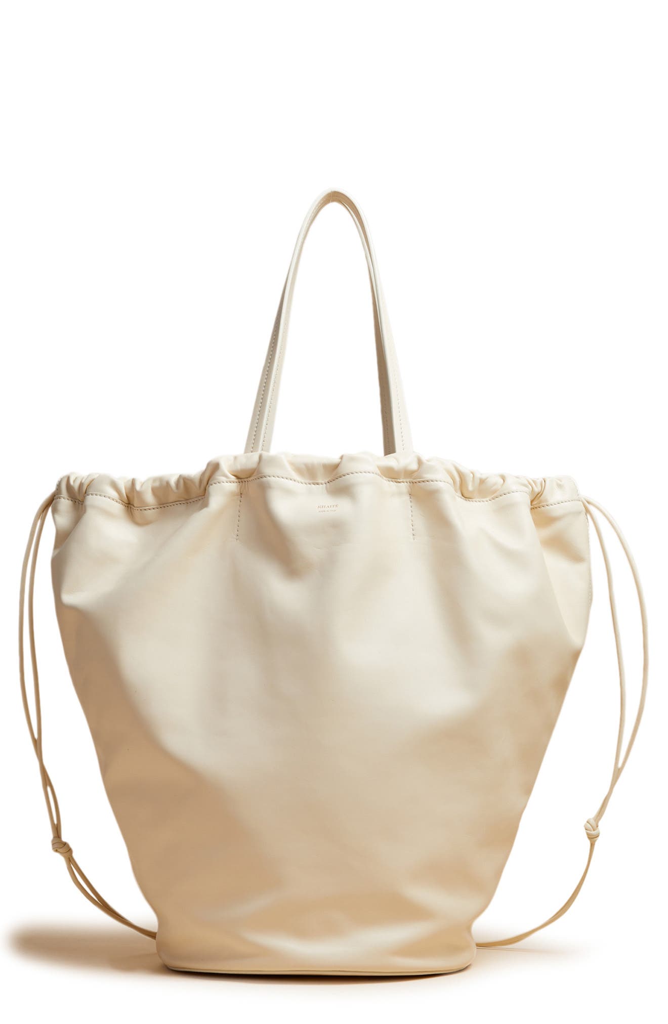 Medium Osa Drawstring Leather Tote, Main, color, IVORY