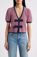 525 America Elaine Bow Front Puff Sleeve Cardigan
