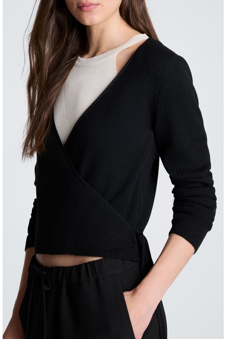 Rib Halter Sweater Set, Alternate, color, BLACK/ OYSTER