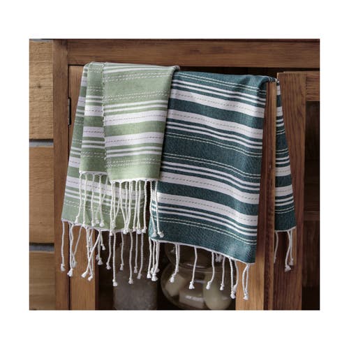 Tag Sola Set Of 2 Dark Green Guest Towels Cotton Hand Towels Everyday Use 22x16 Inches Machine Washa In Multi