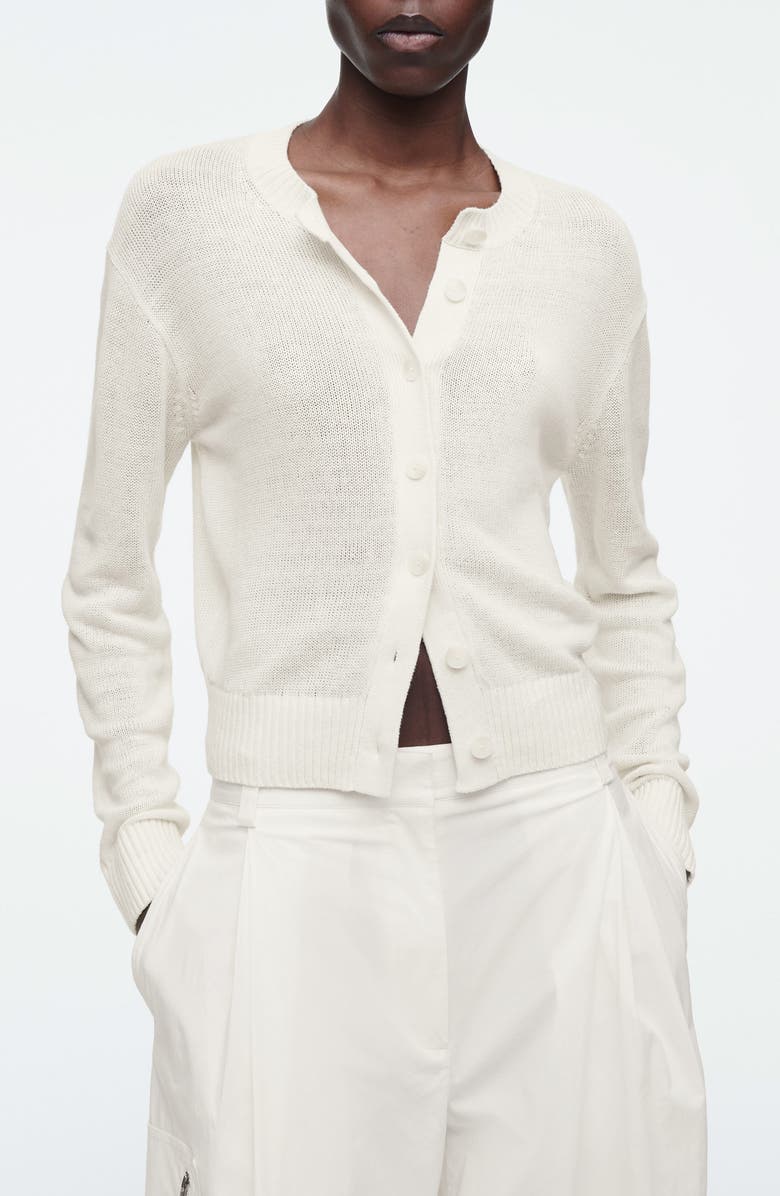 COS Pecan Recycled Linen Cardigan, Main, color, 