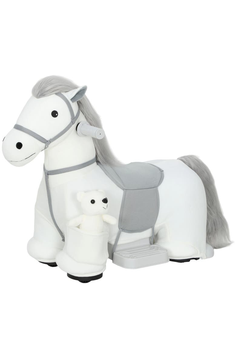 6V Kids Ride on Horse, Electric Riding Animal, Main, color, White