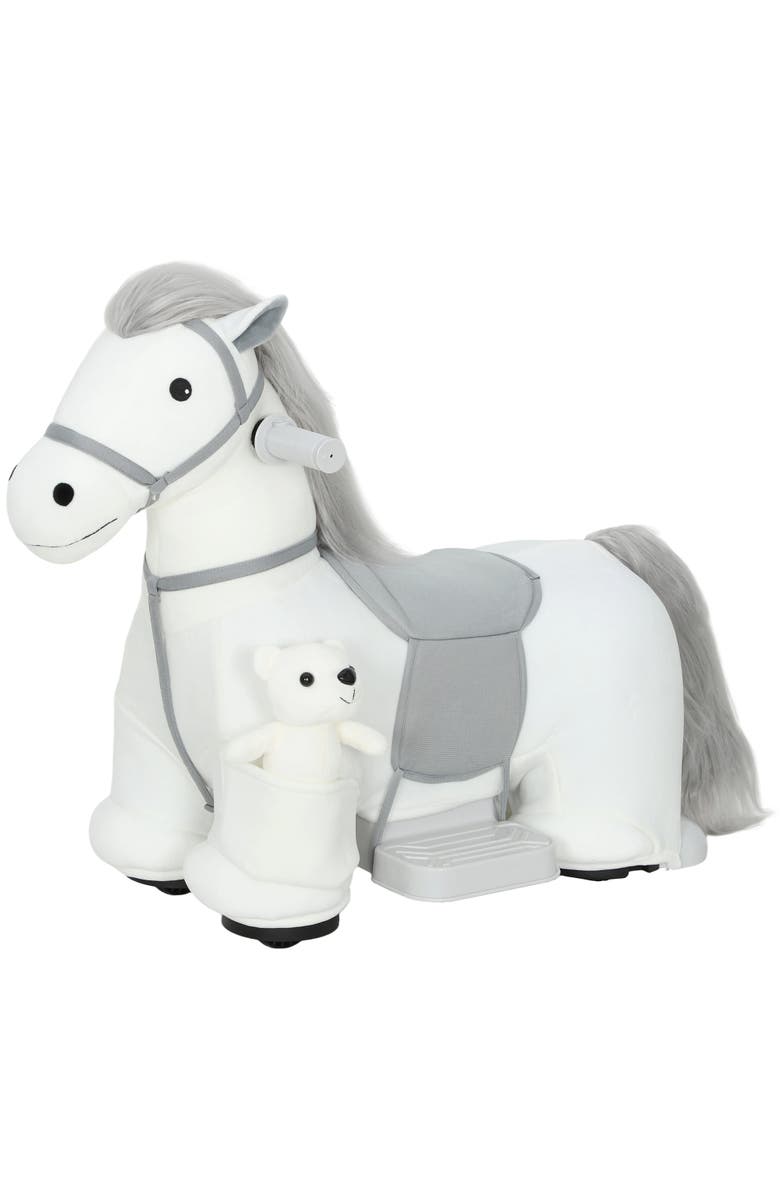Qaba 6V Kids Ride on Horse, Electric Riding Animal, Main, color, White