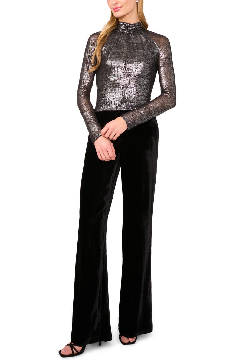 Ted Baker Metalllic Ruched Turtleneck Top, Alternate, color, Rich Black