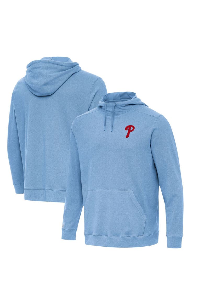Men's Antigua  Heather Powder Blue Philadelphia Phillies Cloud Pullover Hoodie, Main, color, Heather Powder Blue