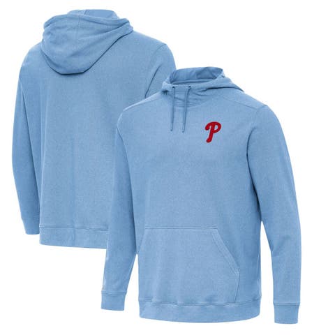 Men's Antigua  Heather Powder Blue Philadelphia Phillies Cloud Pullover Hoodie